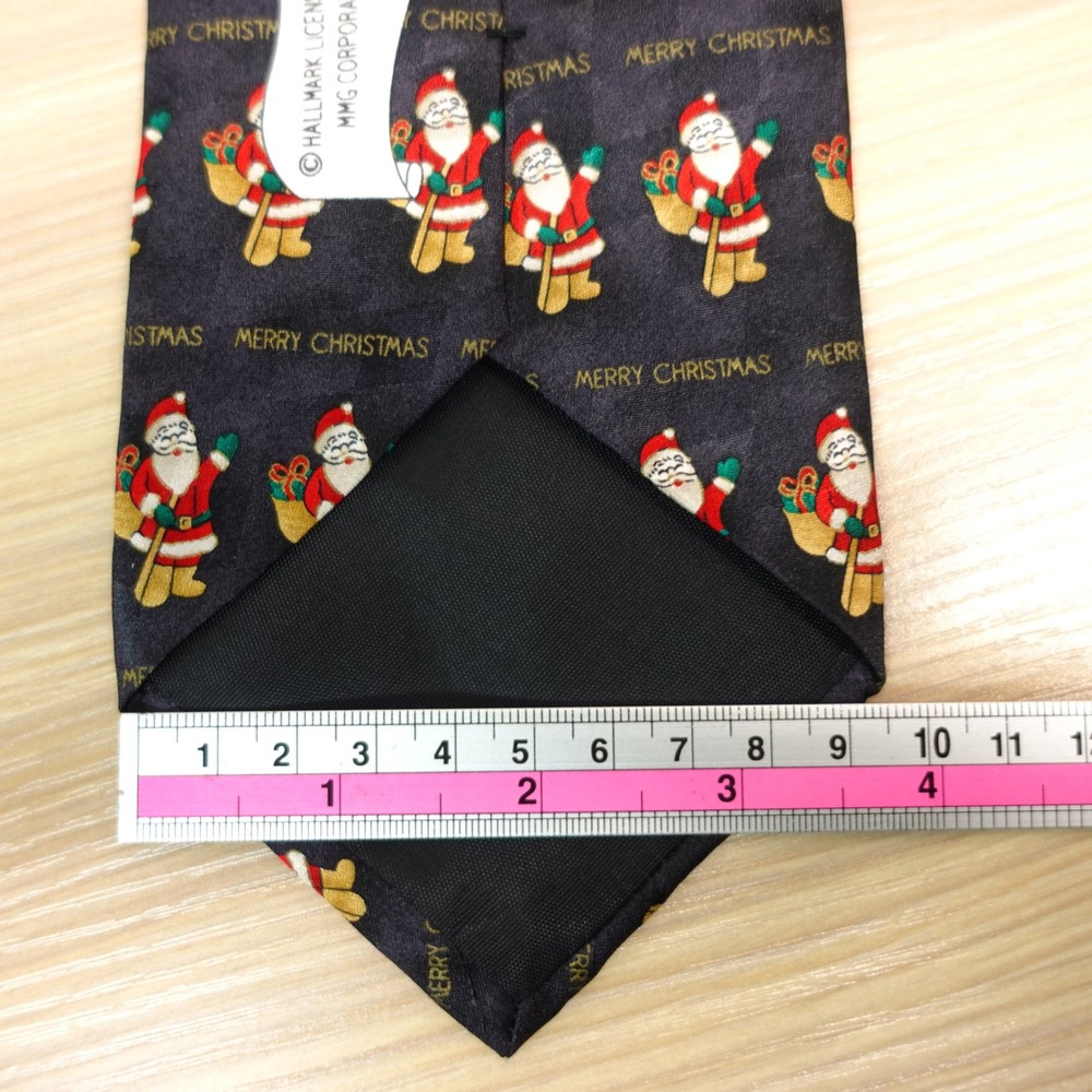 Christmas Neck Tie Mens Black Silk HALLMARK Santa Claus Holiday Festive MMG - Picture 4 of 10